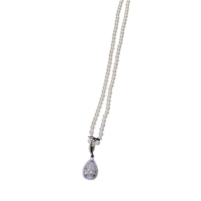 Pearl Moissanite Necklace Clavicle Chain Affordable Pendant - Rhyme - and - Chain