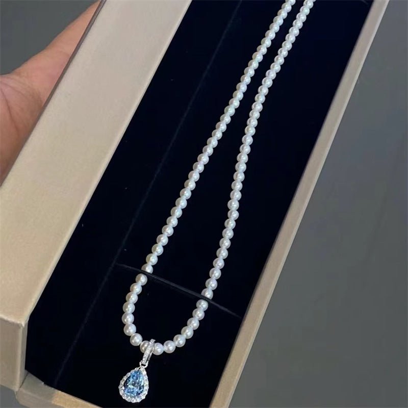 Pearl Moissanite Necklace Clavicle Chain Affordable Pendant - Rhyme - and - Chain