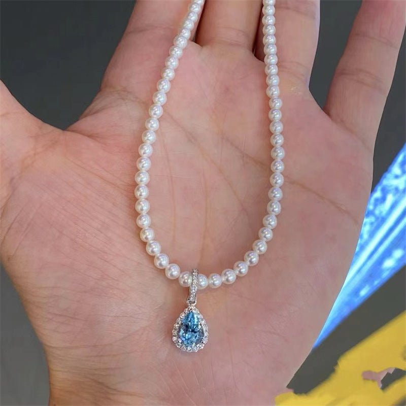 Pearl Moissanite Necklace Clavicle Chain Affordable Pendant - Rhyme - and - Chain