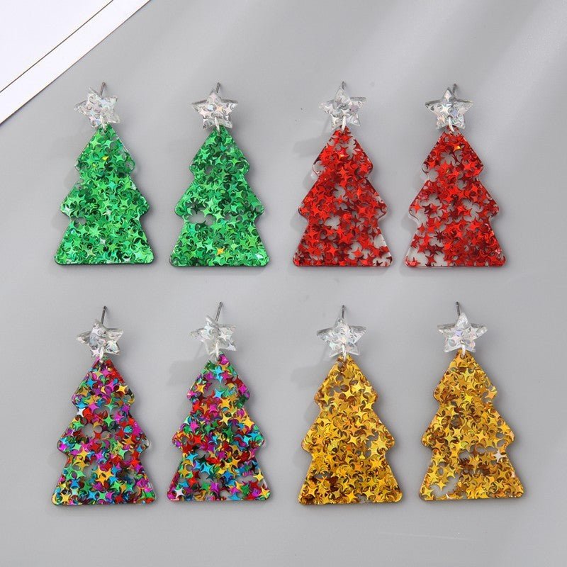 Personalized Christmas Acrylic Earrings Simple Color - Rhyme - and - Chain