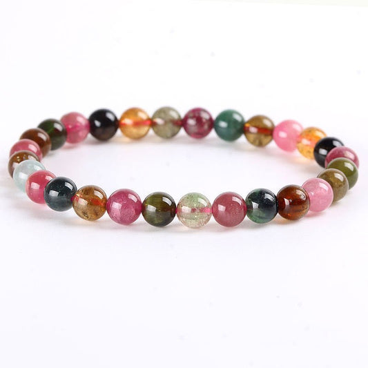 Rainbow Candy Color Natural Brazilian Tourmaline Bead Bracelet - Rhyme - and - Chain