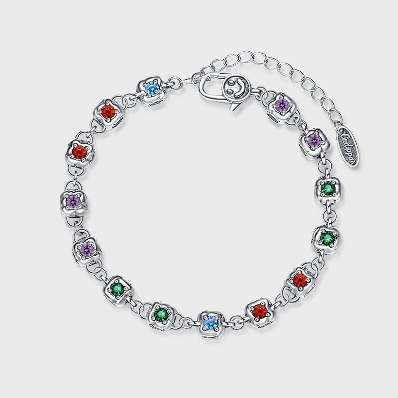 Rainbow Zirconium Tennis Bracelet Women S925 Sterling Silver - Rhyme - and - Chain