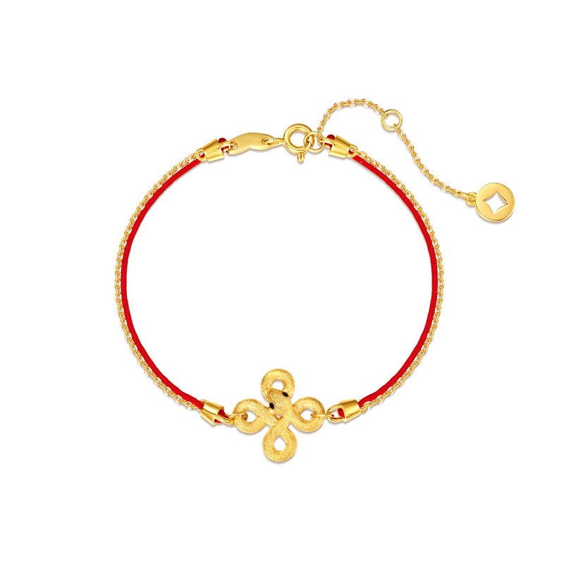 Red Rope Bracelet S925 Sterling Silver Plated 10k Golden Snake Year Mascot - Rhyme - and - Chain