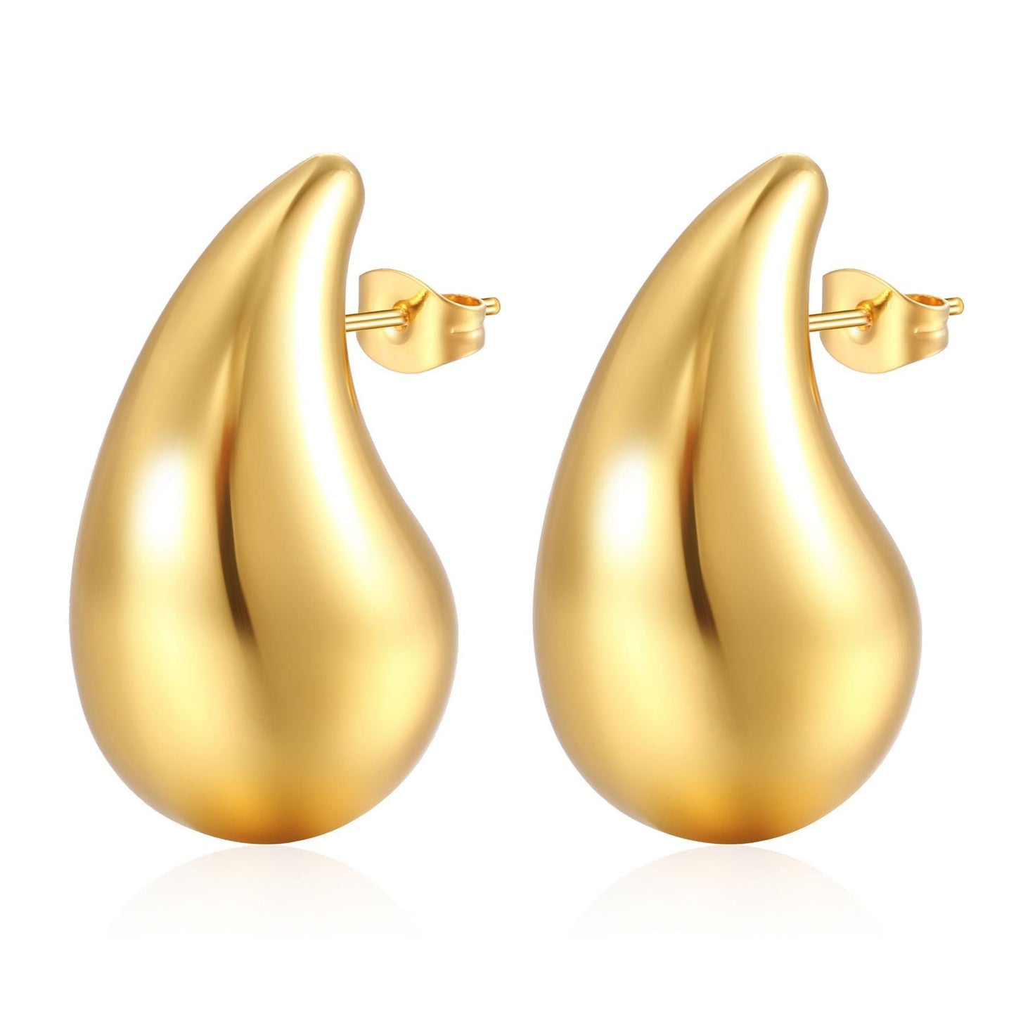 Rhyme - and - Chain 18kt Gold Over Stainless Steel Teardrop Earrings - Rhyme - and - Chain