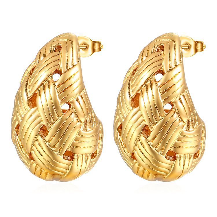 Rhyme - and - Chain 18kt Gold Over Stainless Steel Teardrop Earrings - Rhyme - and - Chain