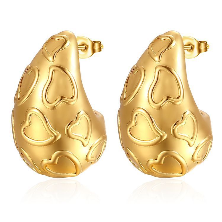 Rhyme - and - Chain 18kt Gold Over Stainless Steel Teardrop Earrings - Rhyme - and - Chain