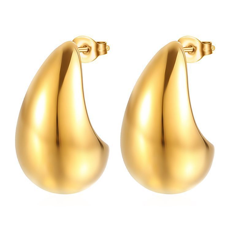 Rhyme - and - Chain 18kt Gold Over Stainless Steel Teardrop Earrings - Rhyme - and - Chain