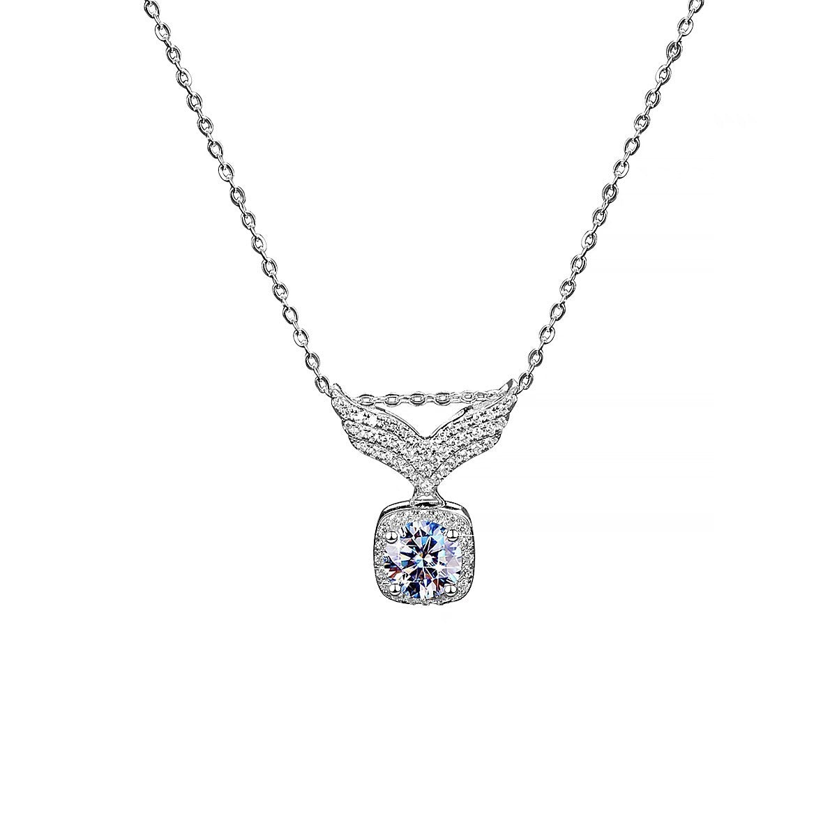 S925 Silver Angel Wings Moissanite Necklace - Rhyme - and - Chain