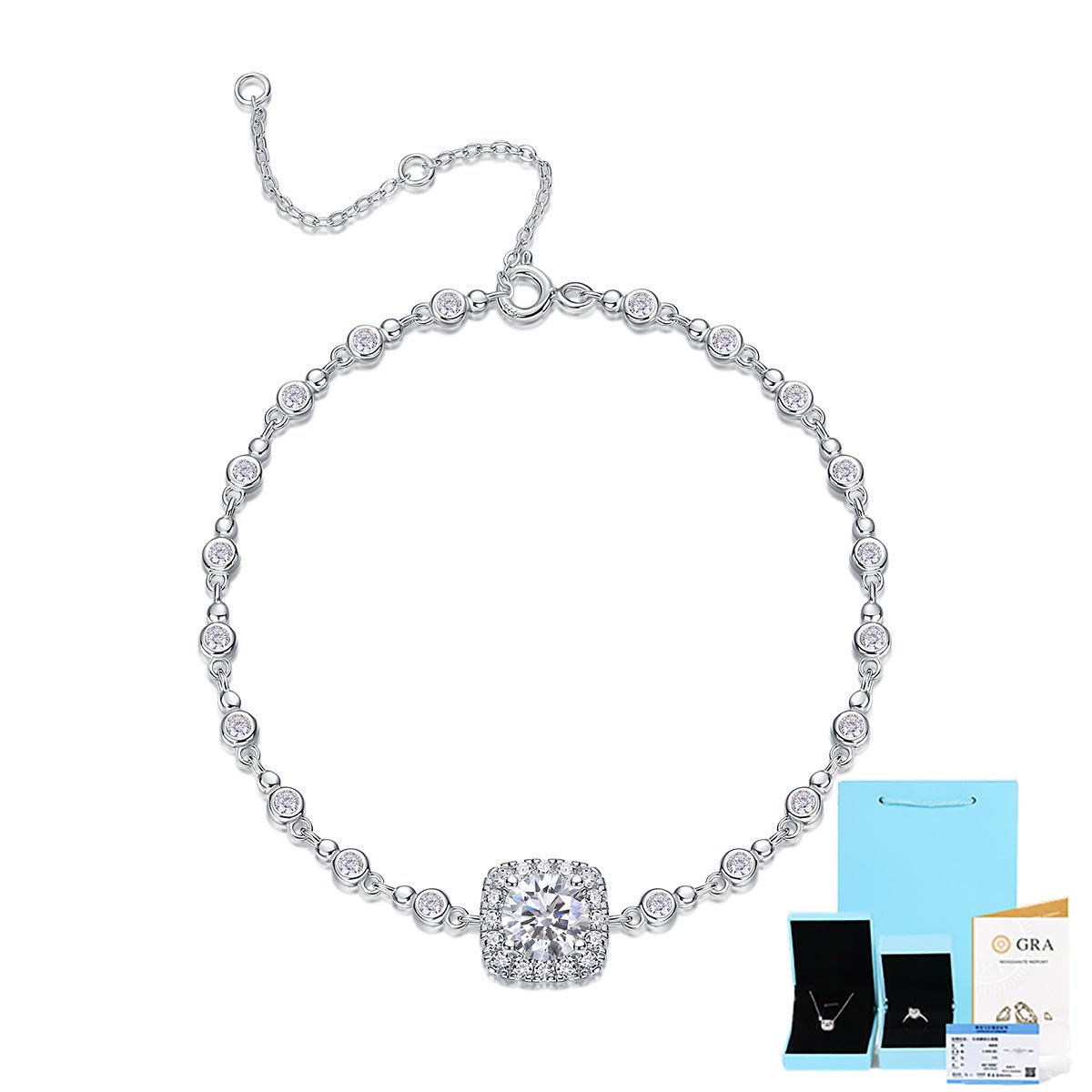 S925 Silver Bracelet 1 Carat Moissanite Tennis Chain - Rhyme - and - Chain