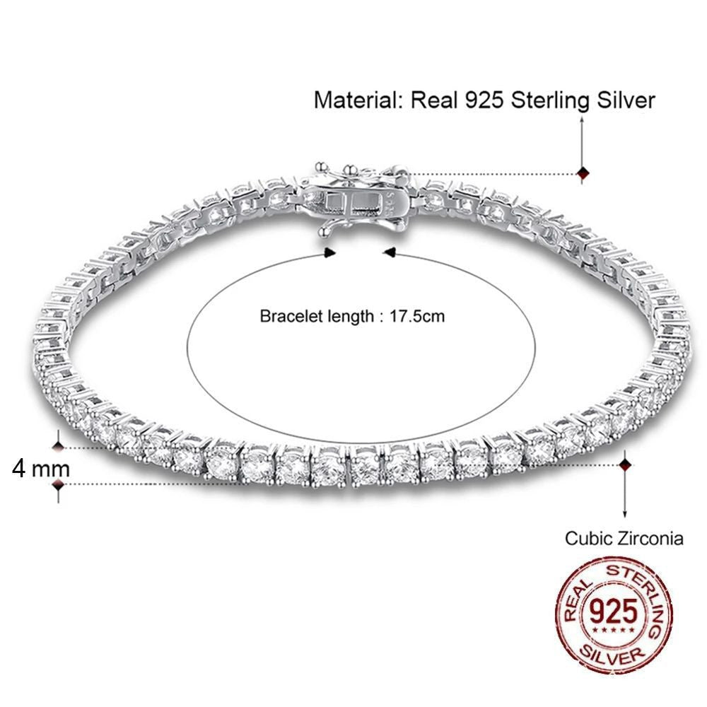 S925 Silver Bracelet 17 - 19cm Chain Length Optional Tennis Chain - Rhyme - and - Chain