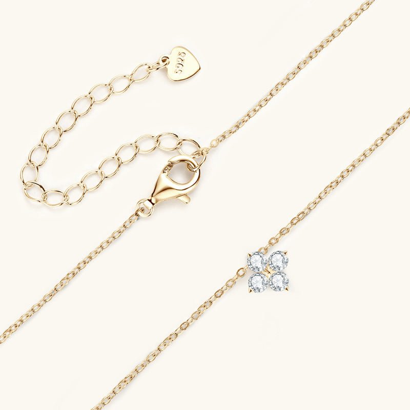 S925 Silver Clover Moissanite Necklace - Rhyme - and - Chain