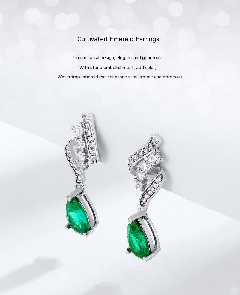 S925 Silver Emerald Earrings For Women - Rhyme - and - Chain