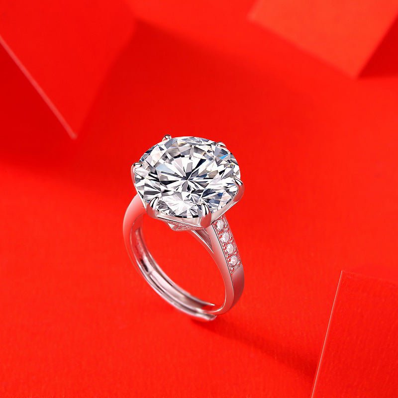 S925 Silver Moissanite 10 Carat Engagement Ring Wedding Band - Rhyme - and - Chain