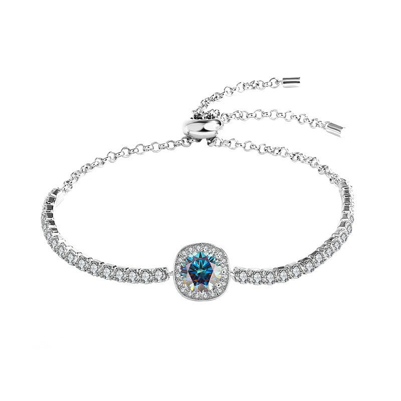 S925 Silver Moissanite Galaxy Bracelet - Rhyme - and - Chain