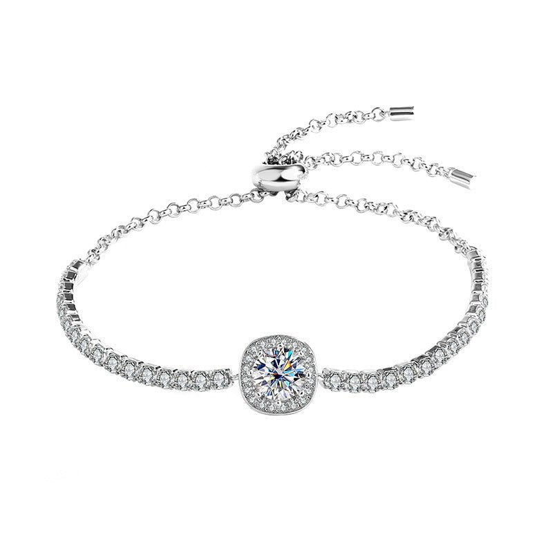 S925 Silver Moissanite Galaxy Bracelet - Rhyme - and - Chain