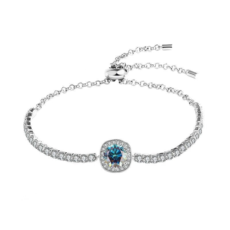 S925 Silver Moissanite Galaxy Bracelet - Rhyme - and - Chain