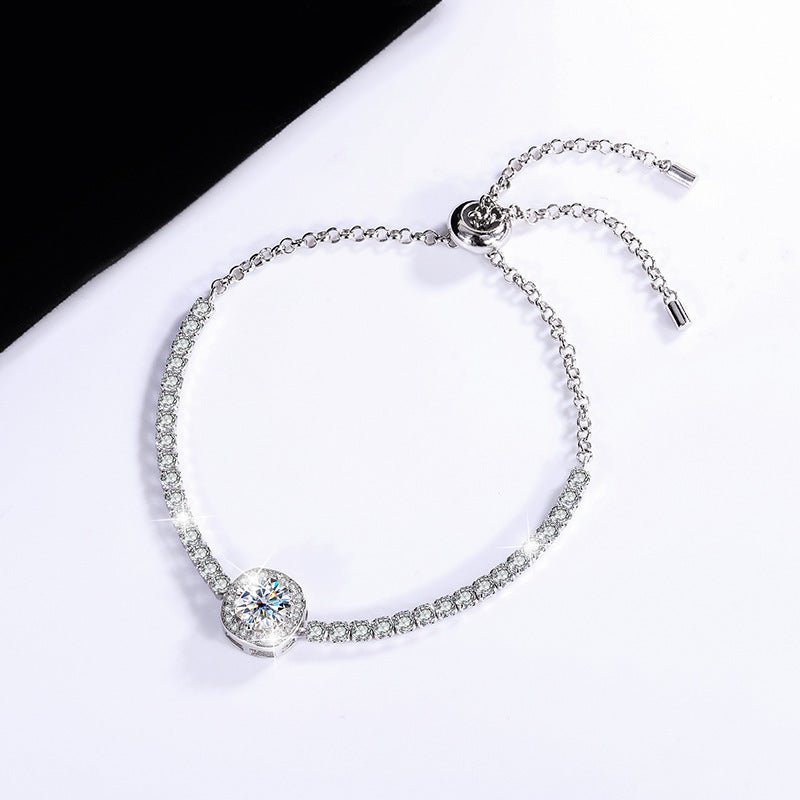 S925 Silver Moissanite Galaxy Bracelet - Rhyme - and - Chain