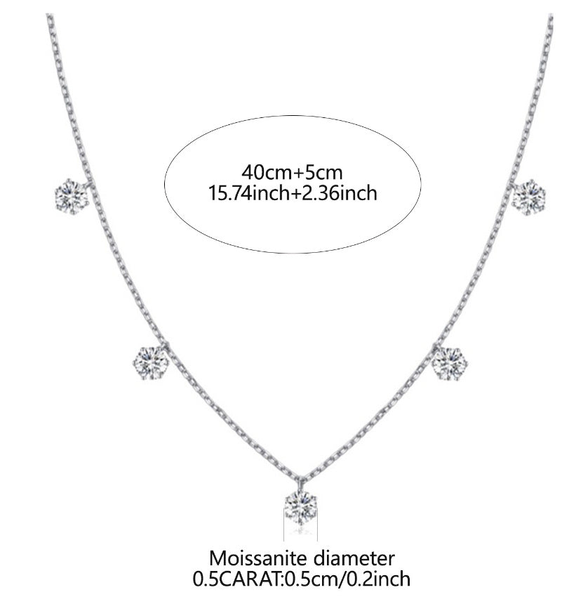 S925 Silver Moissanite Necklace Starry Clavicle Chain Female Niche - Rhyme - and - Chain