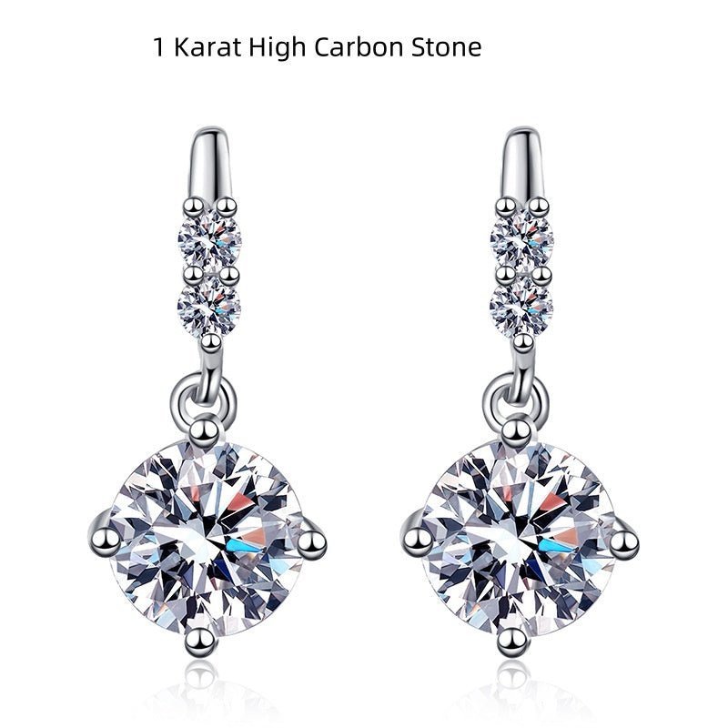 S925 Silver Moissanite Stud Drop Earrings - Rhyme - and - Chain