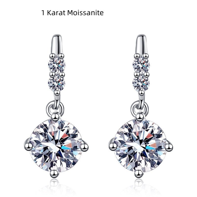 S925 Silver Moissanite Stud Drop Earrings - Rhyme - and - Chain