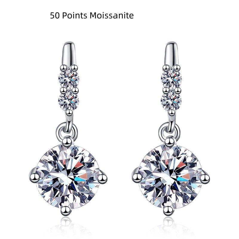 S925 Silver Moissanite Stud Drop Earrings - Rhyme - and - Chain