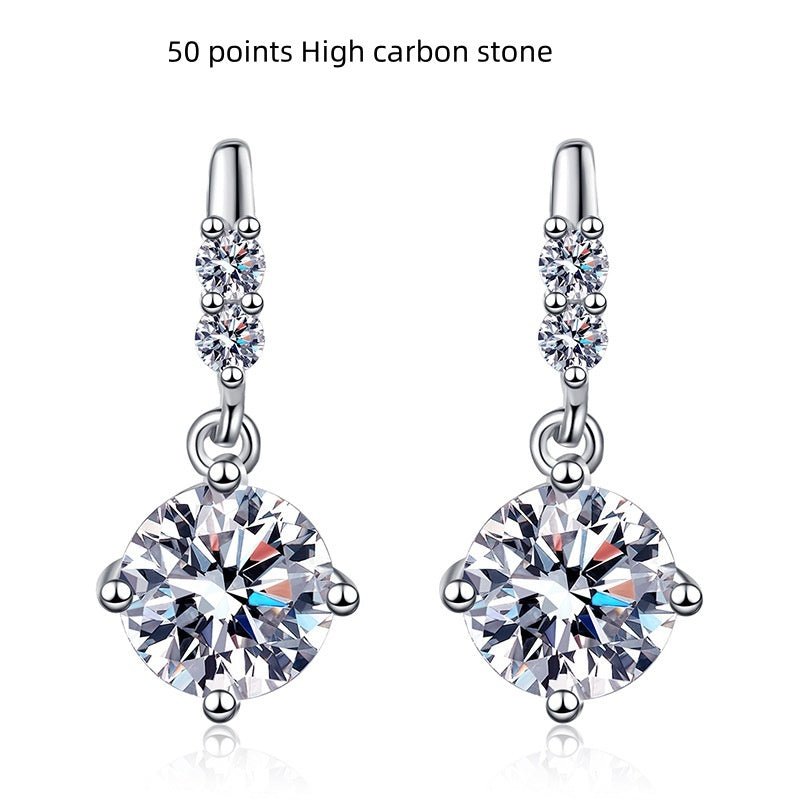 S925 Silver Moissanite Stud Drop Earrings - Rhyme - and - Chain