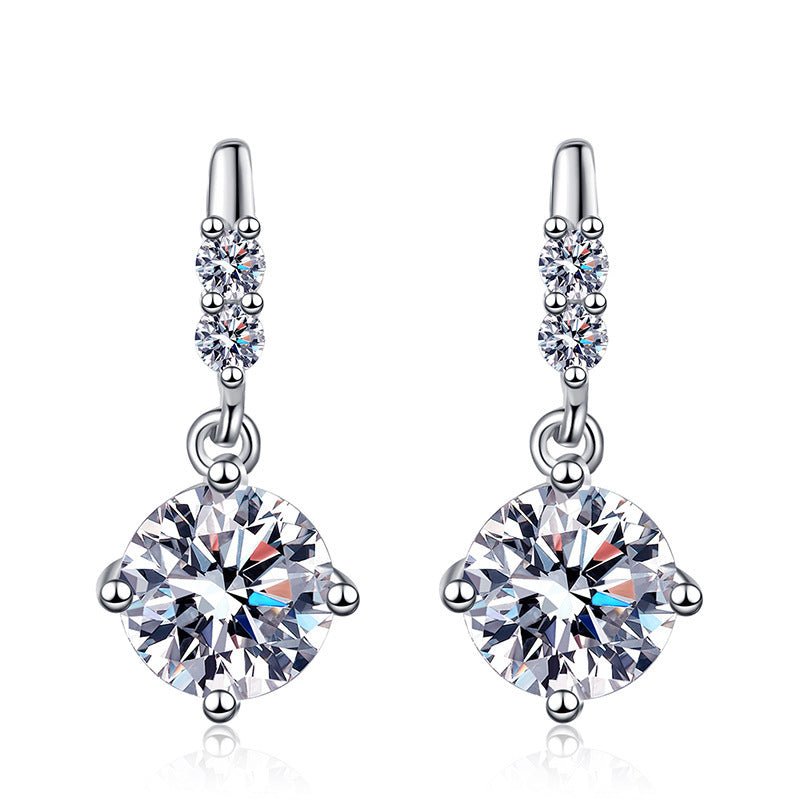 S925 Silver Moissanite Stud Drop Earrings - Rhyme - and - Chain