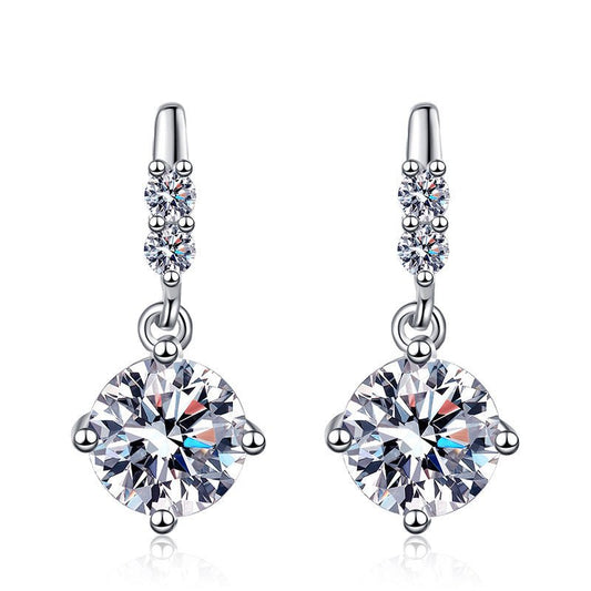 S925 Silver Moissanite Stud Drop Earrings - Rhyme - and - Chain