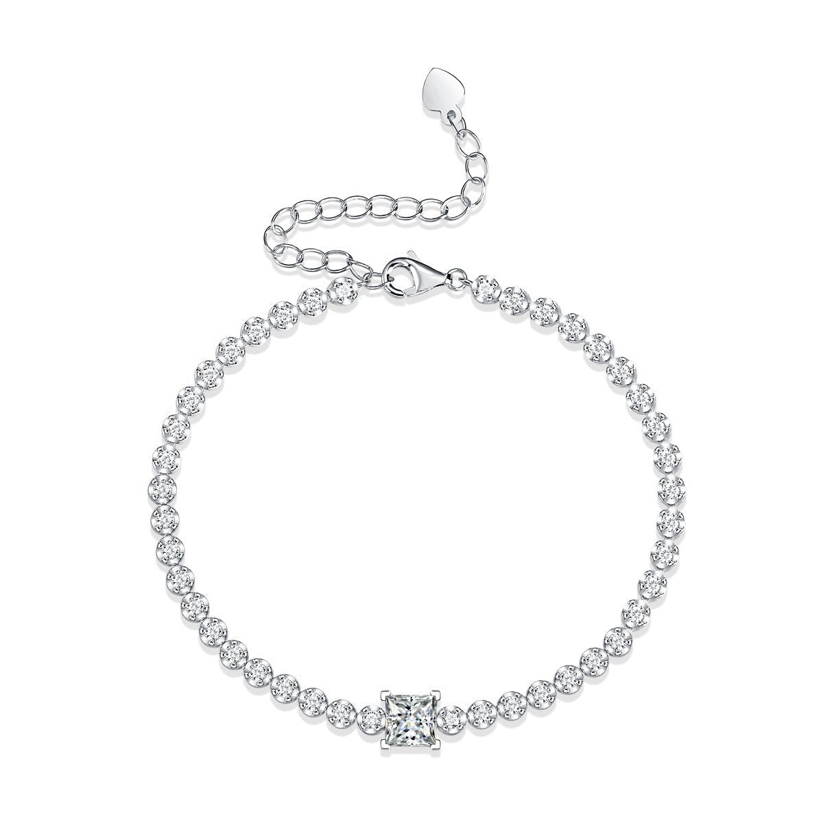 S925 Silver Moissanite Tennis Bracelet Chain - Rhyme - and - Chain