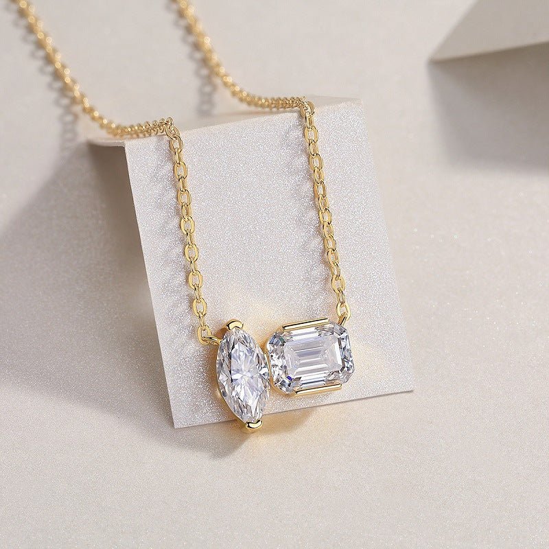 S925 Silver Necklace Moissanite Clavicle Chain Gift Box - Rhyme - and - Chain