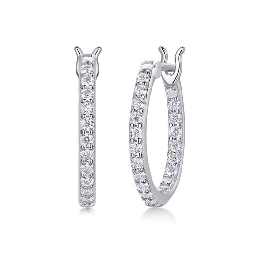 S925 Silver Streamer Earrings Moissanite Hoop Earrings - Rhyme - and - Chain