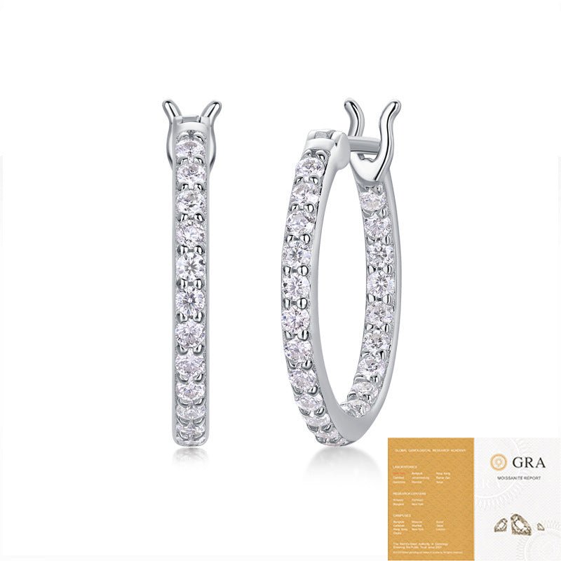 S925 Silver Streamer Earrings Moissanite Hoop Earrings - Rhyme - and - Chain