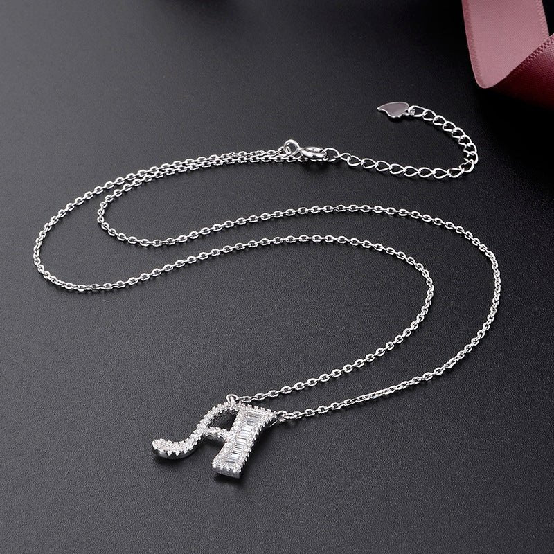 S925 Sterling Silver Caps 26 English Initial Necklace - Rhyme - and - Chain