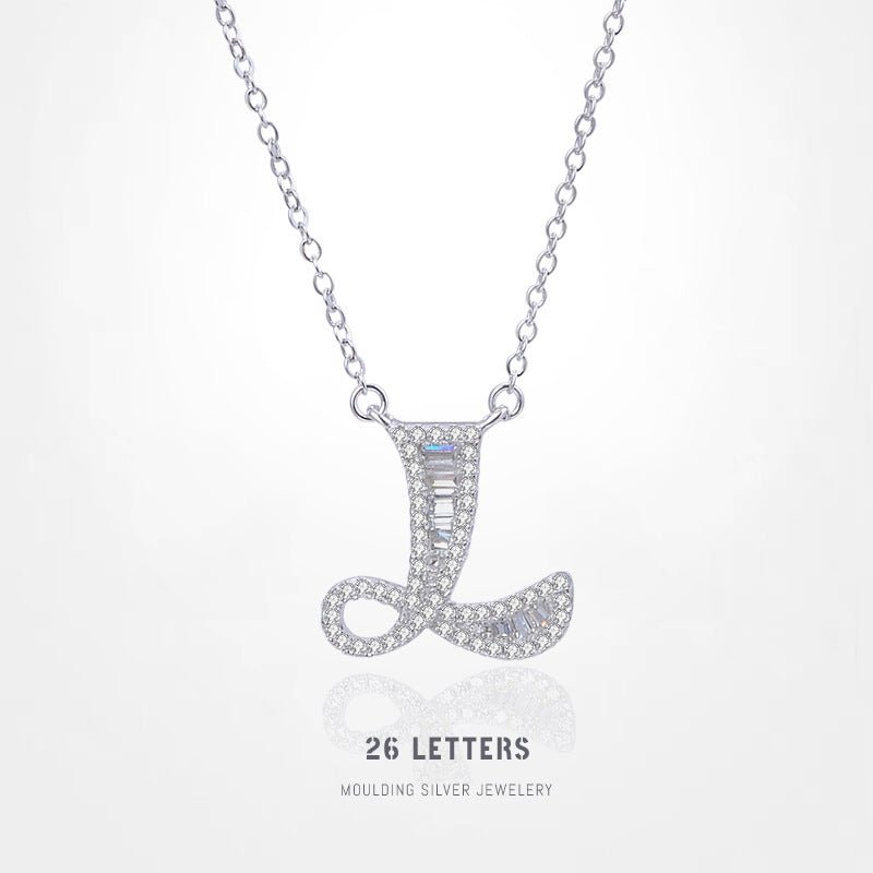 S925 Sterling Silver Caps 26 English Initial Necklace - Rhyme - and - Chain