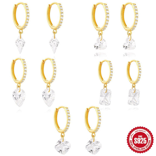 S925 Sterling Silver Classic Diamond Eardrop Earrings - Rhyme - and - Chain