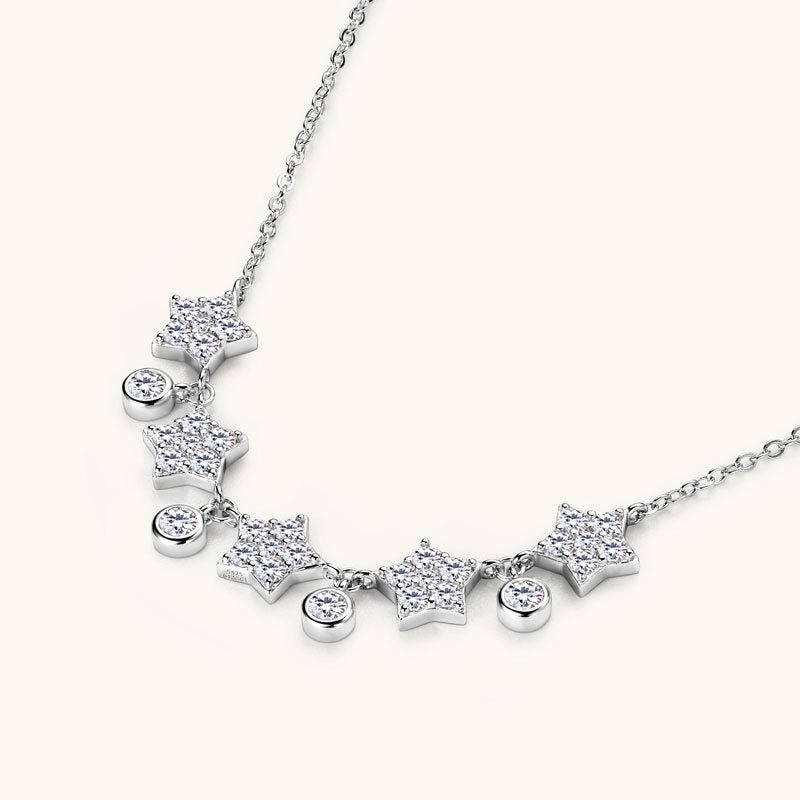 S925 Sterling Silver Full Moissanite Gypsy Clavicle Chain - Rhyme - and - Chain