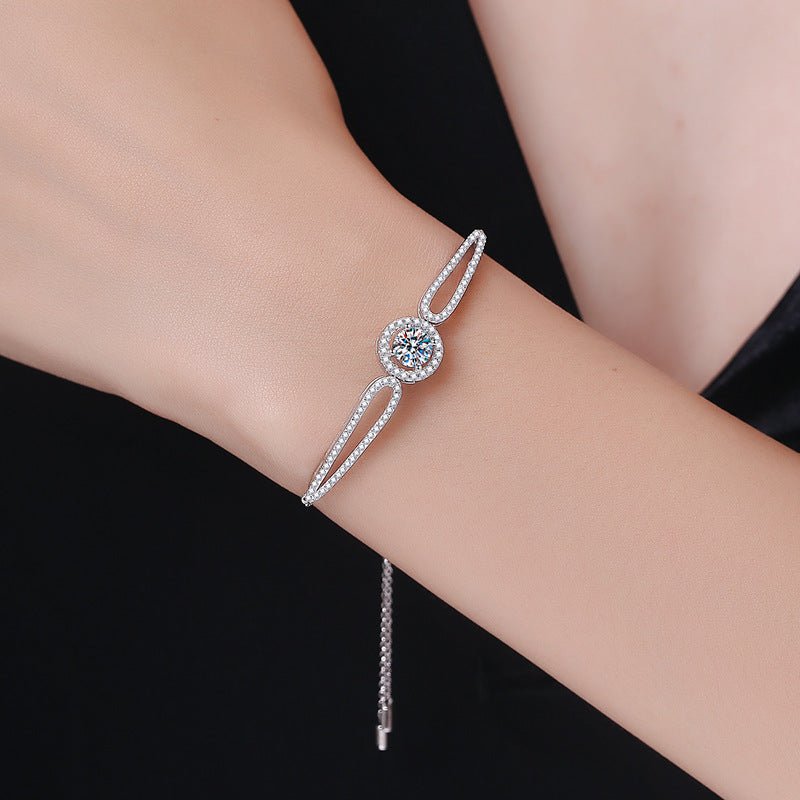 S925 Sterling Silver Moissanite Bracelet - Rhyme - and - Chain