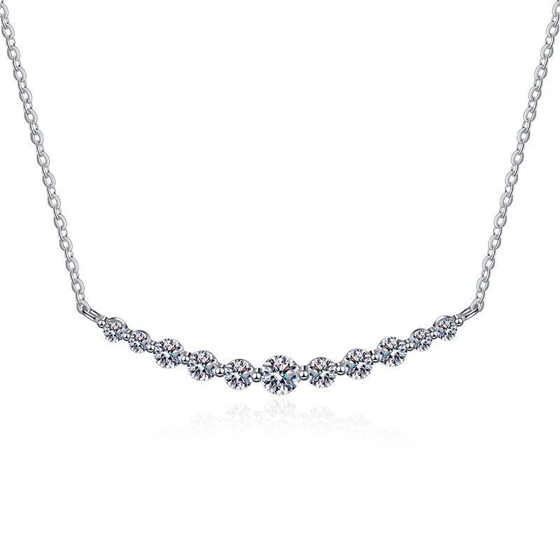 S925 Sterling Silver Moissanite Necklace 11 Karat D Color - Rhyme - and - Chain