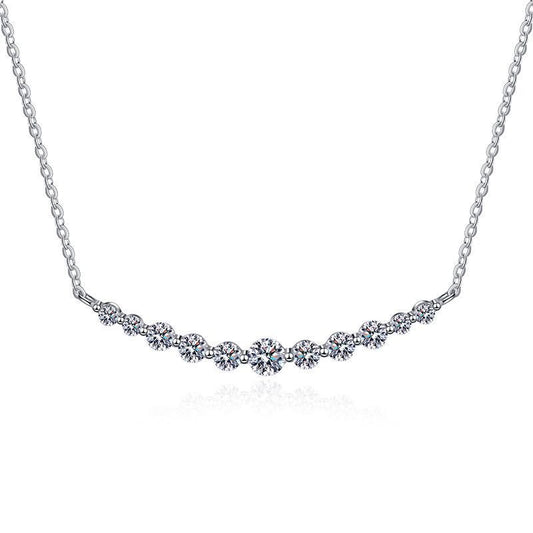 S925 Sterling Silver Moissanite Necklace 11 Karat D Color - Rhyme - and - Chain