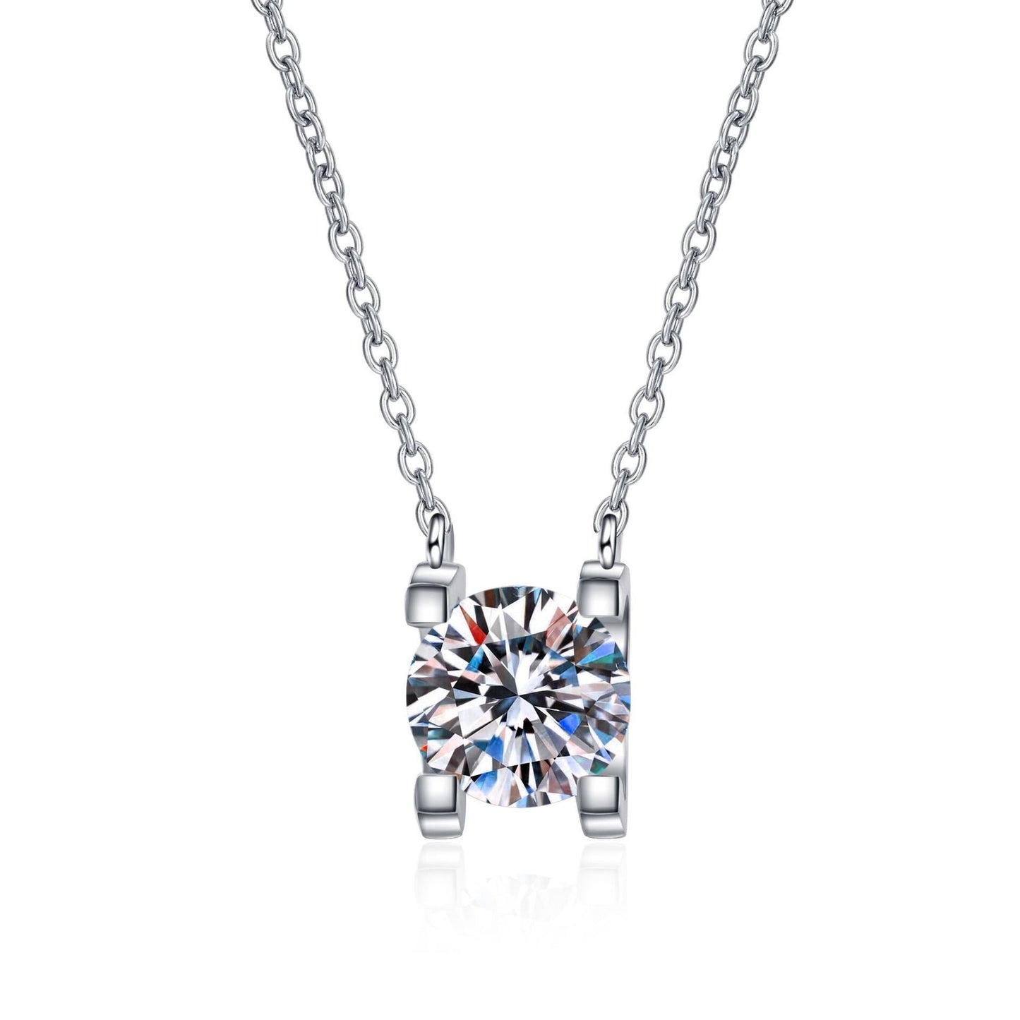 S925 Sterling Silver Moissanite Necklace - Rhyme - and - Chain