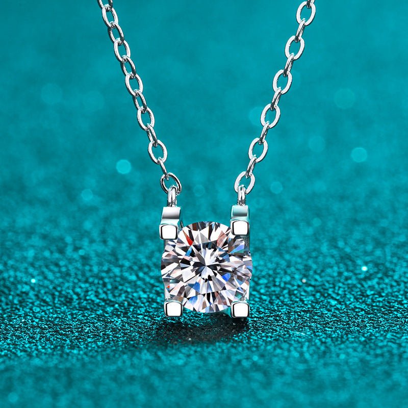 S925 Sterling Silver Moissanite Necklace - Rhyme - and - Chain