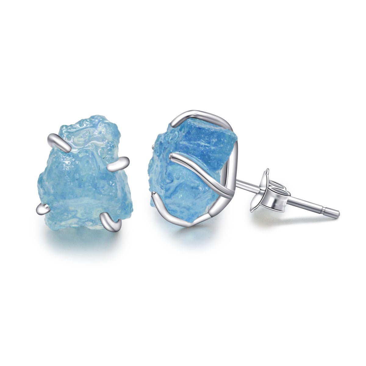 S925 Sterling Silver Natural Irregular Kyanite Ring Earrings - Rhyme - and - Chain