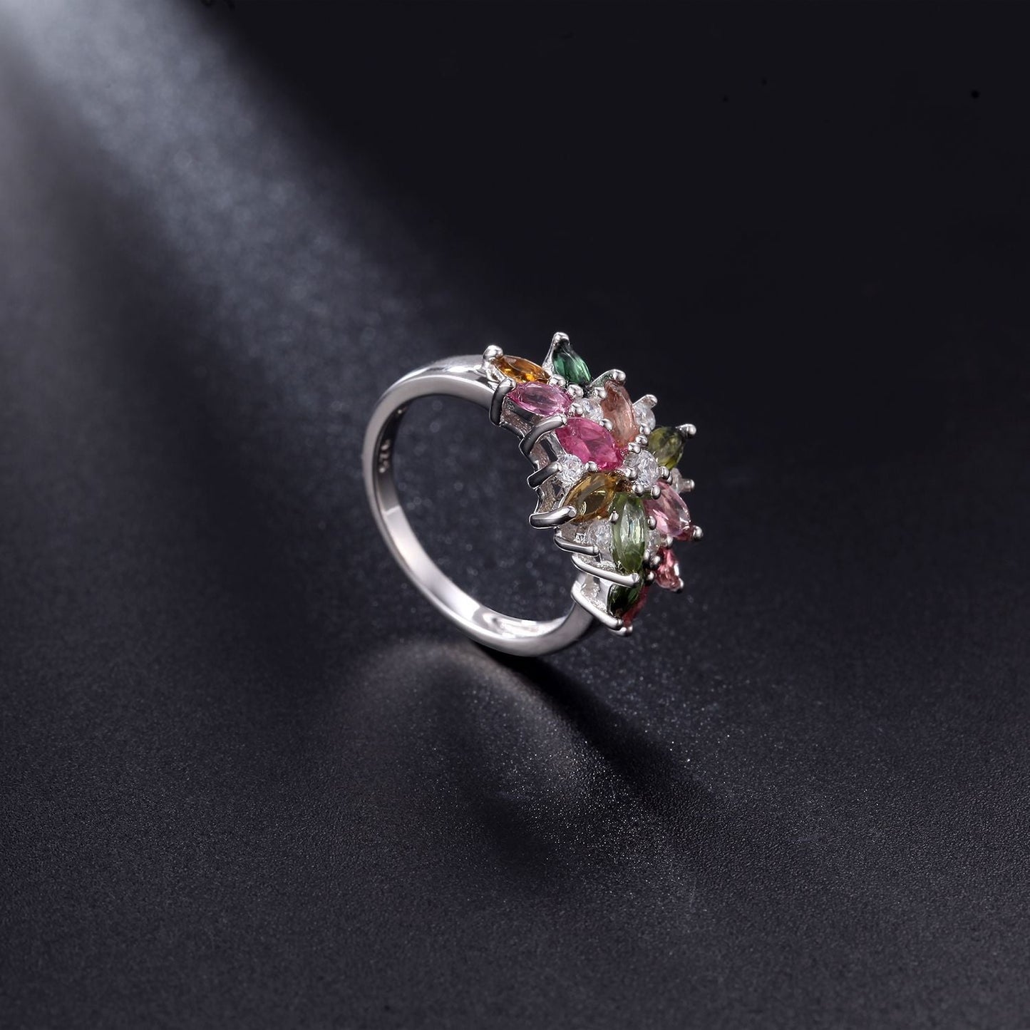 S925 Sterling Silver Natural Tourmaline Orchid Ring - Rhyme - and - Chain