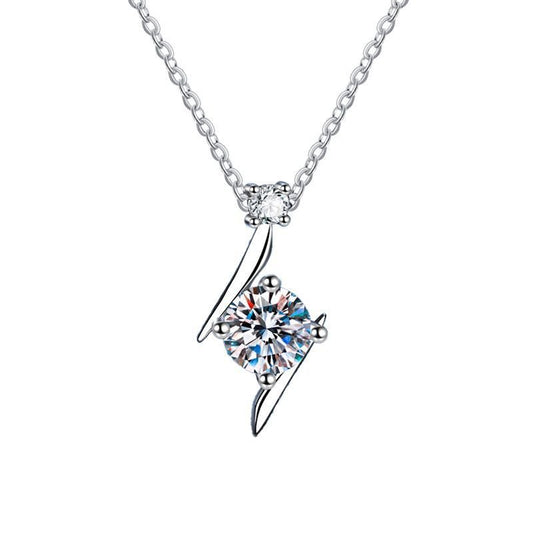 S925 Sterling Silver Necklace Moissanite Clavicle Chain - Rhyme - and - Chain