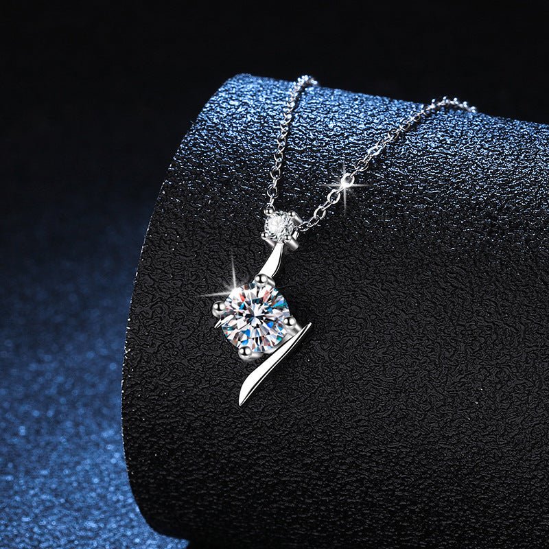 S925 Sterling Silver Necklace Moissanite Clavicle Chain - Rhyme - and - Chain