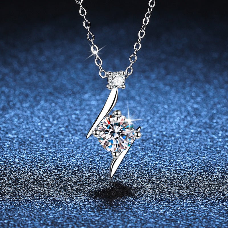 S925 Sterling Silver Necklace Moissanite Clavicle Chain - Rhyme - and - Chain