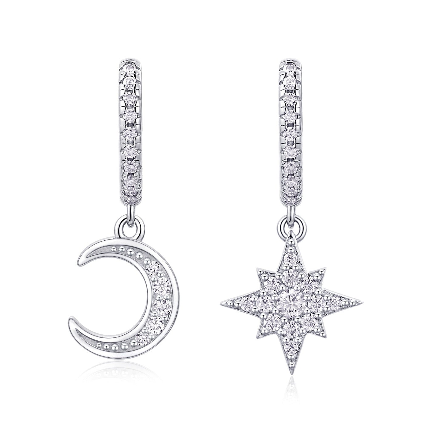 S925 Tremella Ring Moissanite New Long Earrings Star Moon - Rhyme - and - Chain