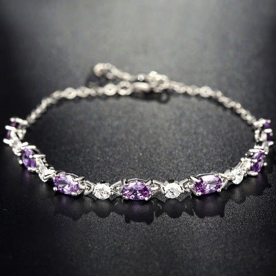 Silver Bracelet Amethyst February Birthstone - Rhyme - and - Chain