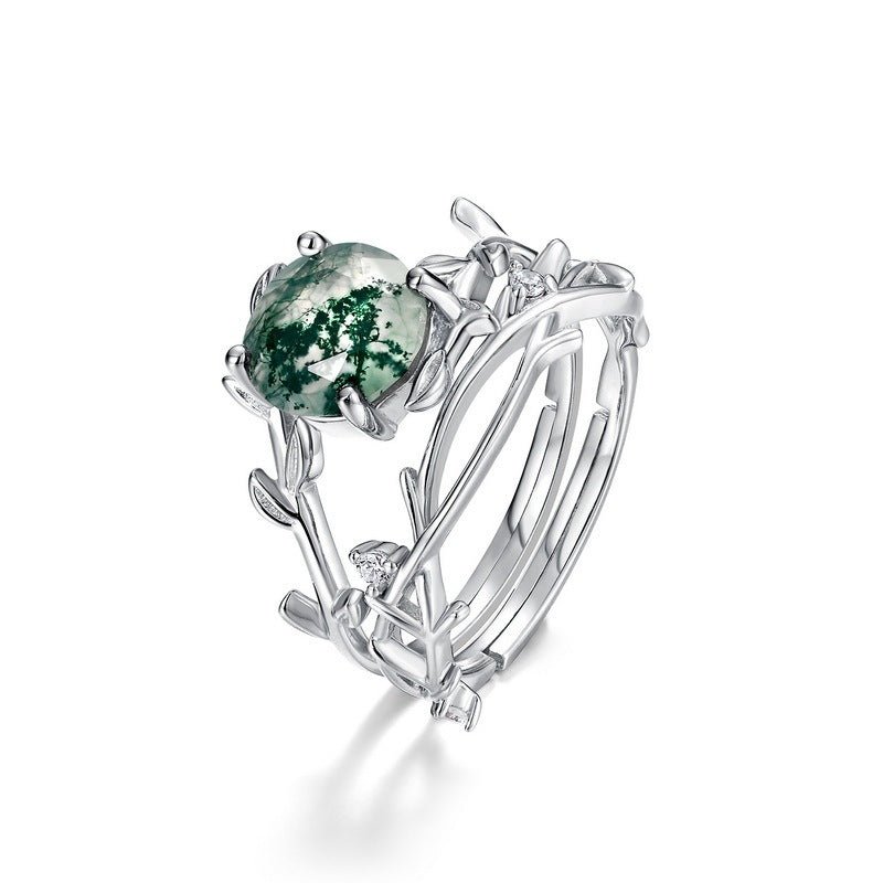 Silver Green Moss Ring For Women - Rhyme - and - Chain