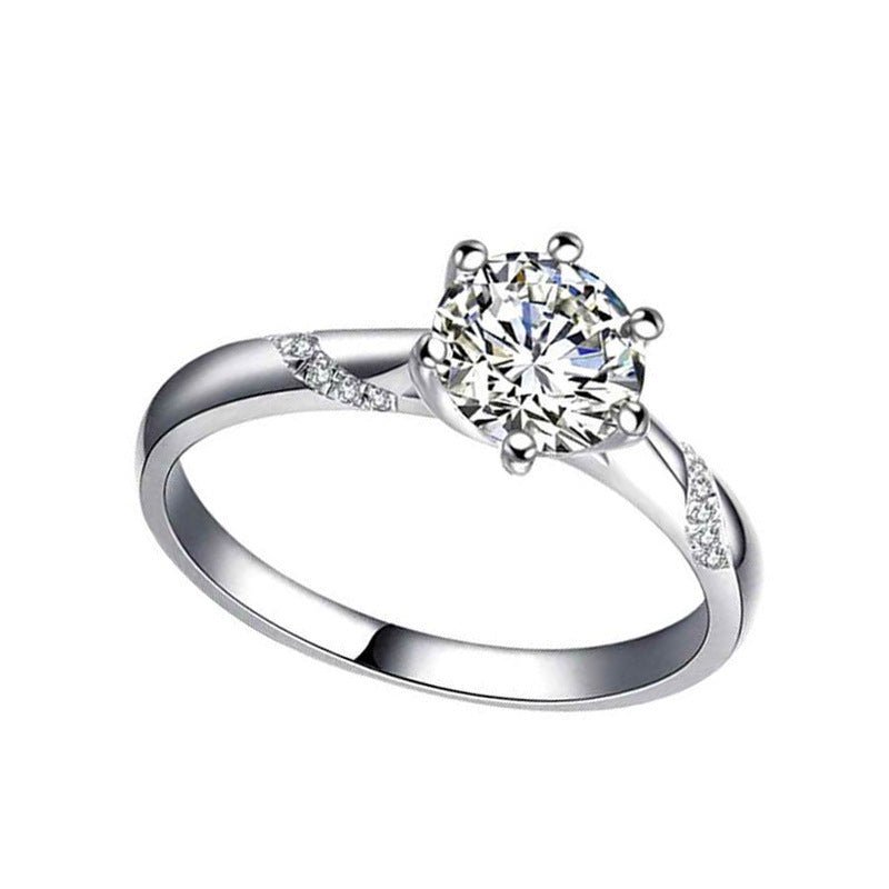 Silver six - claw moissanite carat diamond ring - Rhyme - and - Chain